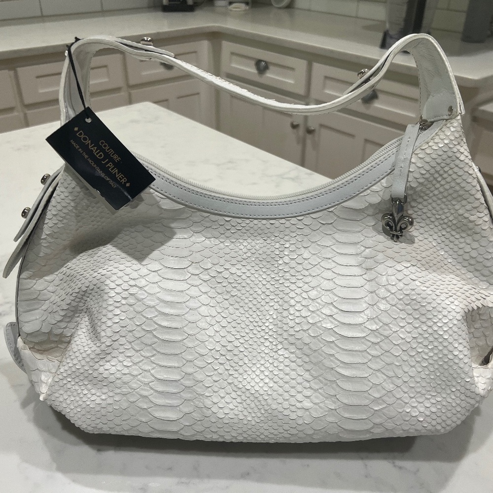 NWT Donald J Pliner White Cobra Print Shoulder Bag